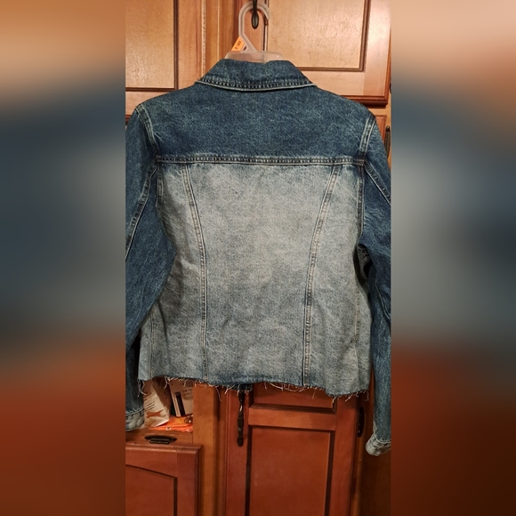 Ladies A Loves A 2 Tone Denim Jacket Dark/Light Wash Size Large Oversized Frayed - Picture 5 of 10